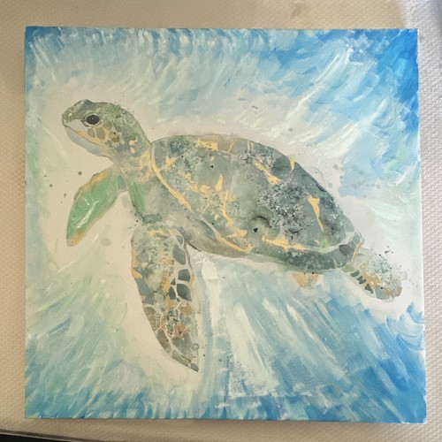 Sea turtle canvas painting - turtle,