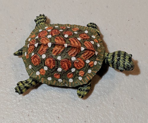 Hand painted turtle long - turtle, 2.5"