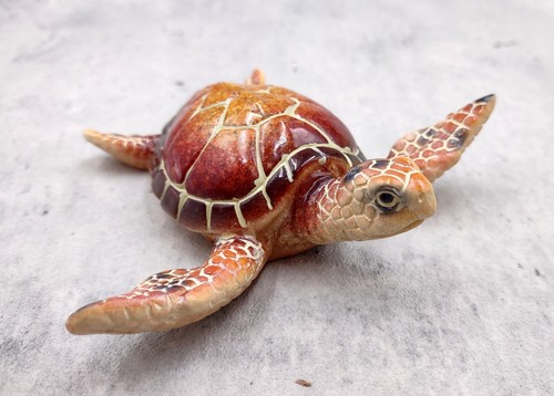 Brown sea turtle figurine - brown,