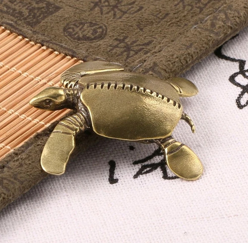 Brass turtle animal statue - animal,