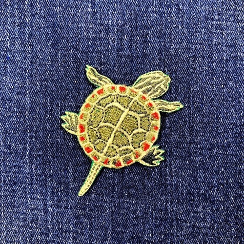 Painted turtle applique patch - turtle,