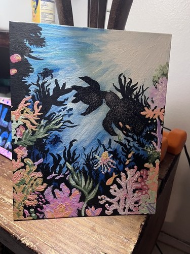 Original underwater sea turtle - original,