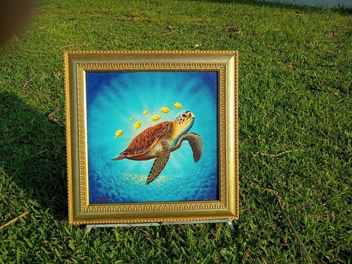 Sea turtle hand - turtle, painted